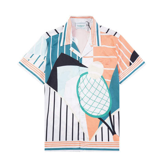 Abstract Court Silk Shirt