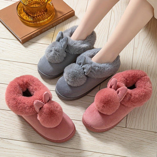 Comfy Plush-Lined Rabbit Slippers - Cute & Warm Winter Footwear with Easy Slip-On Design for Women - cozydrew