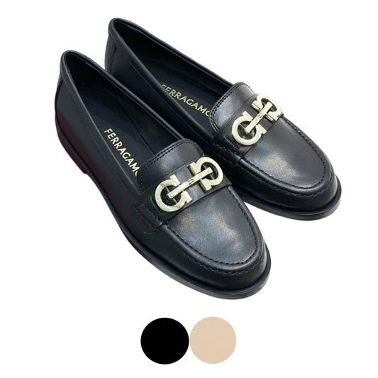 Gancini Plaque Loafers (Women's)